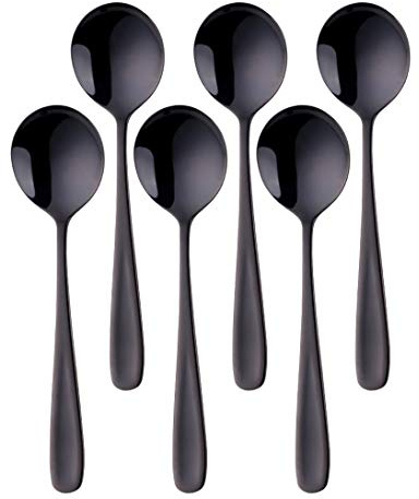 Bisda Juego de 6 cucharas redondas de acero inoxidable 18/10, 17,5 cm de largo, 4,5 cm de ancho
