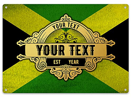 Purple Print House Jamaica Flag Bar Sign - Personalised Home Bar Accessories For Him - Vintage Jamaican Gift For Man Cave or Pub, Home & Kitchen, Large