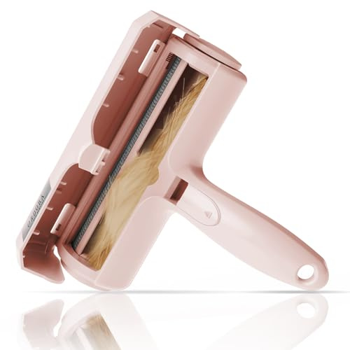 ORDORA Pet Hair Remover for Furniture/Bed, Reusable Dog Hair Remover Roller for Dog & Cat, Self-Cleaning, No Adhesive or Sticky Tape Needed, Perfect Fur Remover for Couch (Champagne Pink)