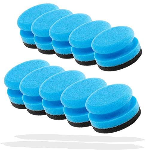 detailmate Esponja de Pulido de Espuma Cuidado del Coche, Fabricada en Alemania, 10 Unidades, para pulir a Mano, Cera, aplicador para Productos de Cuidado (Medium/Soft Ø90mm)