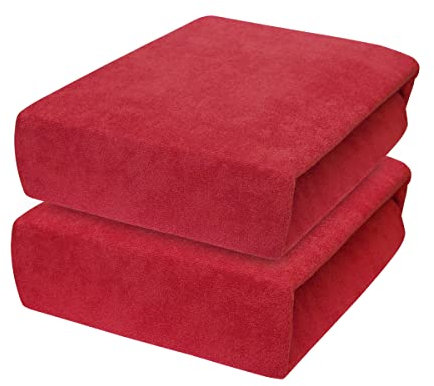 2 x Baby Comfort Frottee Spannbettlaken für 83x50 cm Co-Sleeper Kinderbett Matratze (rot)