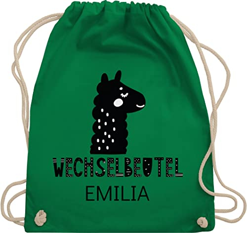 Turnbeutel Rucksack - Kita Beutel Wechselsachen Mädchen - Wechselbeutel mit Lama - Unisize - Grün - wechselkleidung kindergartenbeutel personalisierte kinder stoffbeutel personalisierter