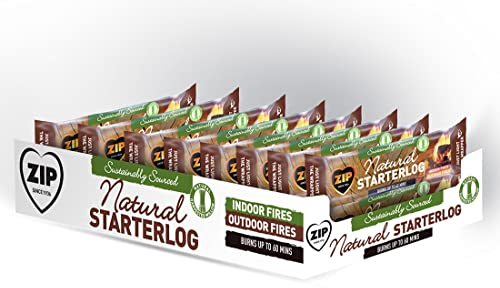 ZIP Confezione da 16 tronchi di avviamento naturali, luce istantanea senza fumo, di provenienza sostenibile, combustibile per bruciatori a legna, stufa, caminetto o braciere