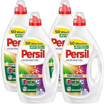 Persil Color Kraft-Gel (4 x 50 Waschladungen), Flüssigwaschmittel mit Tiefenrein Technologie, Colorwaschmittel für reine Wäsche und hygienische Frische für die Maschine, wirksam ab 20 °C