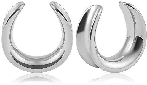 Vankula Ohr Tunnel 1 Paar Saddles Flesh Plugs Edelstahl für männer damen Ohrpiercing Schmuck 6mm bis 25mm