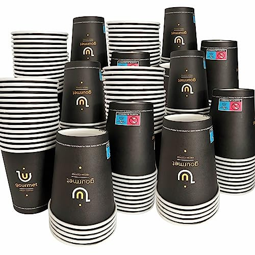 Intertan -1922- 200 Kaffeebecher To Go Pappe 240ml Design GOLD GOURMET Pappbecher Einweg für Kaffee & Tee - Einwegbecher für Heißgetränke bis 95°C und Kaltgetränke Papp Becher für Unterwegs