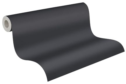 A.S. Création Tapete Schwarz - hochwertige einfarbige Vliestapete 395726 mit leichter Struktur - Wandtapete für verschiedene Wohnräume auf 10,05m x 0,53m - Made in Germany