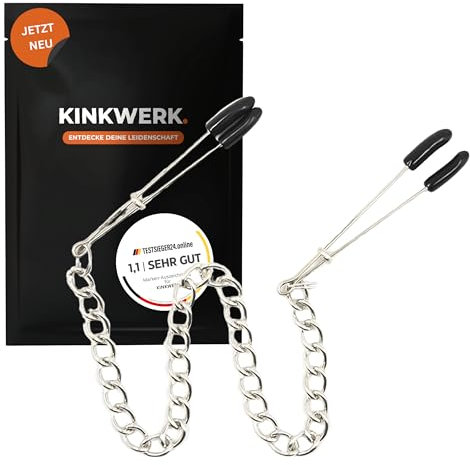 KINKWERK Nippelklemmen für intensive Stimulation und Spielvergnügen | Präzise einstellbare Intensität durch Metallring für Frauen und Männer | Hautfreundlich mit weichen Gummipolstern für Brustwarze