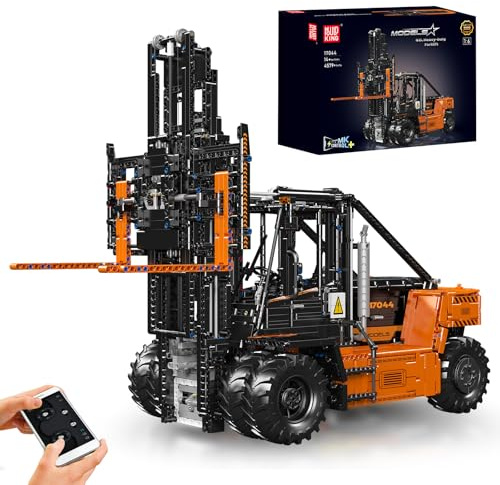 Mould King 17044 Technik Schwerer Gabelstapler 1:6 MK II Gabelstapler-Bausatz, (4579 Teile mit Motor/APP-Fernbedienung) MOC Technologie Klemmbausteine Bausatz