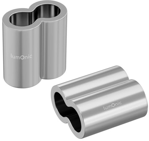 Lumonic 5x Pressklemme für Ø10mm Drahtseil | Aluminium | Doppelhülse | Seilklemme, Würgeklemme für Drahtseil, Seil | Drahtseilklemme für Rankhilfe, Wäscheleine, Lampen, Sichtschutz, Sonnensegel, Zaun,