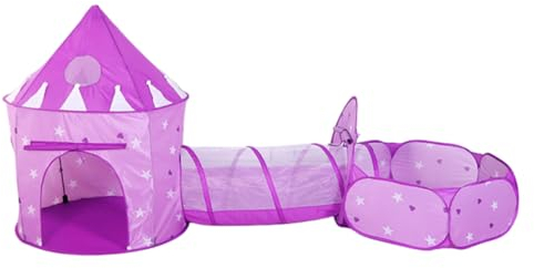 Floving 3en1 Tente pour Enfants Maison de Jeu intérieur Tente de Jeu extérieur (Kit Violet)