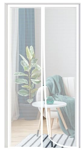 165x220cm Fliegengitter Tür Magnet-Magnet Vorhang Insektenschutz,Magnetvorhang ist Ideal für Balkontür Wohnzimmer und Terrassentür, Kinderleichte Klebemontage Ohne Bohren, Weiß