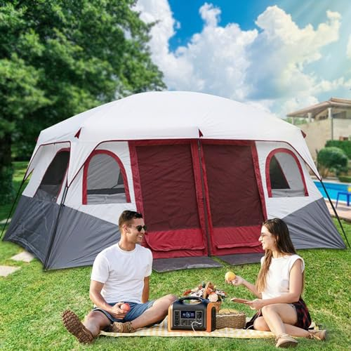 Zelt, Campingzelt Zelt wasserdichte für 4-12 Personen Camping Zelt, Familienzelt Mit 2 Schlafzimmern, Große Zelt, Campingzelt für Reisen, Familiencamping, Festivals, Partys