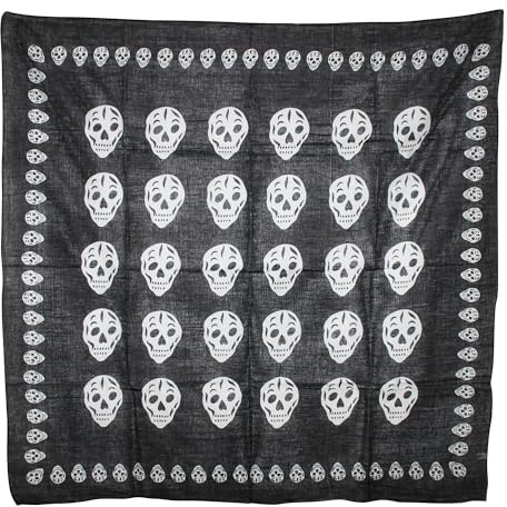 Superfreak Baumwolltuch - Totenköpfe 3 schwarz - weiß - quadratisches Tuch