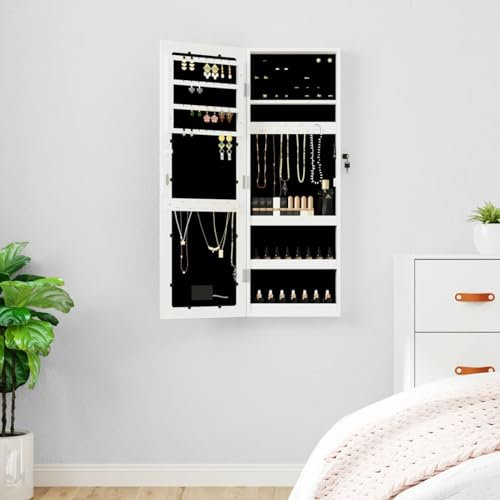 ShGaxin Miroir avec boîte à bijoux et lumières pour mur blanc, miroir de salle de bain, miroirs de salon, miroir d'entrée, meuble salon SPU:353250