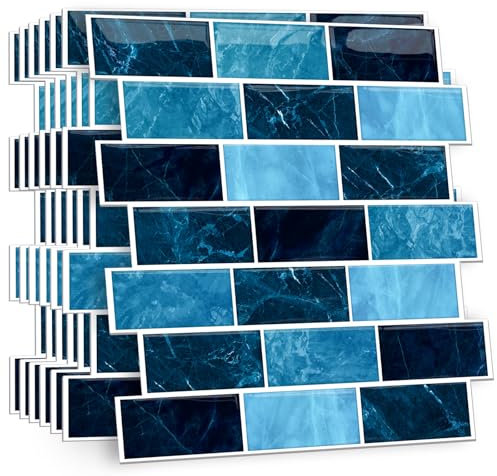 HPNIUB 10 Stück Fliesenaufkleber Metro Fliesen Selbstklebend fliesenaufkleber Küchenrückwand Fliesen Klebefliesen Fliesenfolie Selbstklebende Küche Bad 30 x 30cm