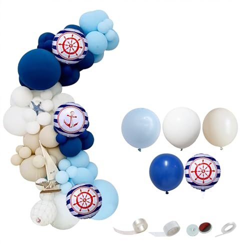 MYDECORBL Balloon Garland Kit,101PCS 5 10 12 15 18 Inch Dark Blue Nautical Anchor Party Balloons for Birthday Baby Shower Navigation Theme Sailor Party Birthday Outdoor Party Decoration Supplies