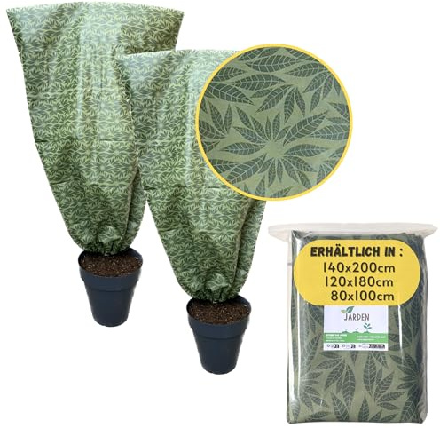 Jarden© 2er-Set Pflanzenschutzhaube 140x200 cm – 50 g/m² Vlies – Frostschutz Abdeckung für Pflanzen mit Reißverschluss – Schutz für Pflanzen vor Frost – Winterschutz für Kübelpflanzen