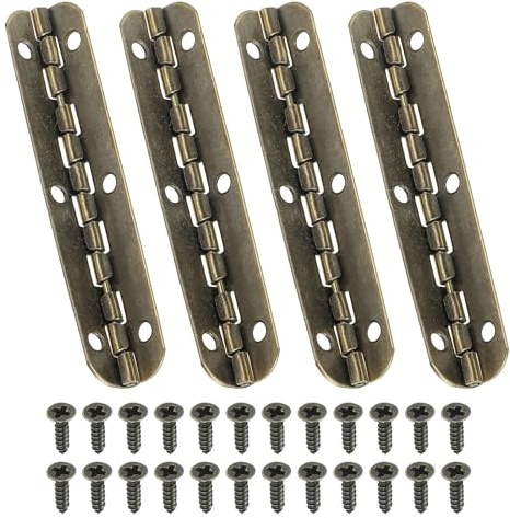 PATIKIL Bisagra de Piano Pequeña 2.6 x 0.6 Paquete de 4 Bisagras Mini de 90 Grados para Cajas de Joyería con Tornillos para Cajas de Madera Marrón