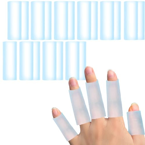 Skeerthy Gel-Fingerhülsen, 16 Stück Fingerlinge Gel-Fingerhülsenschutz, wasserdichte Fingerhandschuhe, Kissen, Finger, Schlauchschutz für Basketball, Arthritis, rissige Fingerschmerzen
