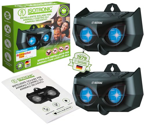ISOTRONIC Solcellsskrämma med blått ljus | mot vilda djur som tvättbjörnar, rådjur, rävar, vildsvin och mycket mer. - Effektivt djurskydd med blått LED-ljus (2)