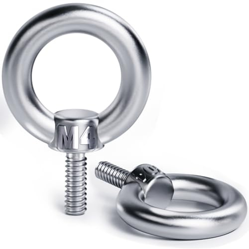 YOOPIN 6 Stück M4 Ringschraube, 304 Edelstahl | Ösenschraube mit Gewinde. Für Befestigungstechnik und technische Hebevorrichtungen