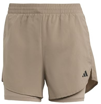 adidas Damen AEROREADY Made for Training Minimal Two-in-One Shorts, Chalky Brown/Black, S