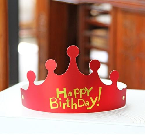 Whakano 10 Stück Partyhüte zum Geburtstag,Papierkronen Geburtstagshut,Papier Party Crown Hut,Geburtstagskrone für Geburtstagsfeier,Party,Feierlichkeiten,Foto Requisiten Dekoration,Rot