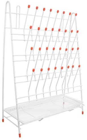 CATIEBYE Test Tube Rack Laboratory Draining Drying Rack 32-slot Iron Tube Drying Holder White Space-saving for Labs Easy Cleaning and Stable Use