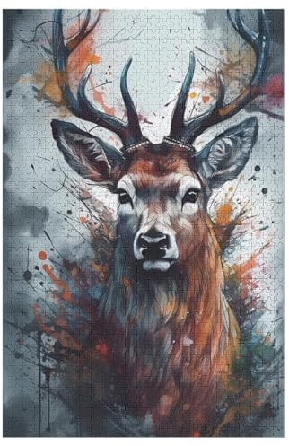 Puzzle 1000 Teile Erwachsene Hirsch Holzpuzzle Für Erwachsene Lernspiel Herausforderungsspielzeug 1000-teilige The Puzzles Für Erwachsene Kinder （78×53cm）