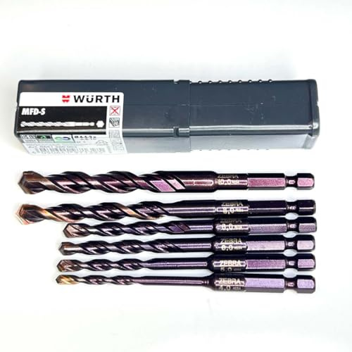 Würth Zebra MFD-S Universal Bohrer Satz 1/4 Zoll 6 Teile Mehrzweckbohrer PGM zertifiziert 0641260002 Wandbohrer Steinbohrer Metallbohrer