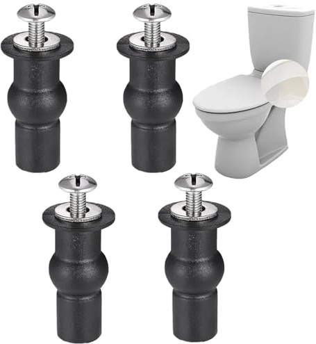 Toilet Lid Seat Hinges Bolts, 4 Pack Universal Toilet Seat Fittings, WC Blind Hole Fittings, Expanding Rubber Top Nuts Screw Fixings, Toilet Seat Replacement Parts Set （M5）