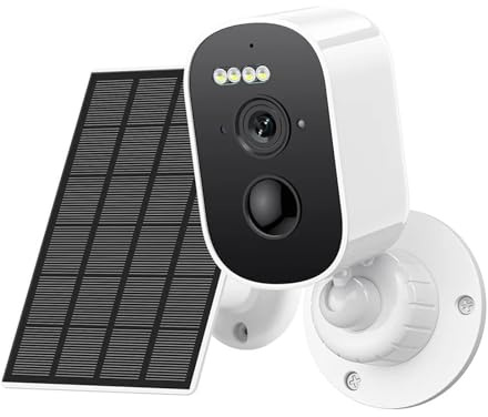 KKENZA Telecamera IP WiFi con Pannello Solare, alimentata a Batteria, Sicurezza Esterna, videosorveglianza CCTV HD 1080P, rilevamento Umano PIR, Compatibile con Icsee(Camera ADD 128G)