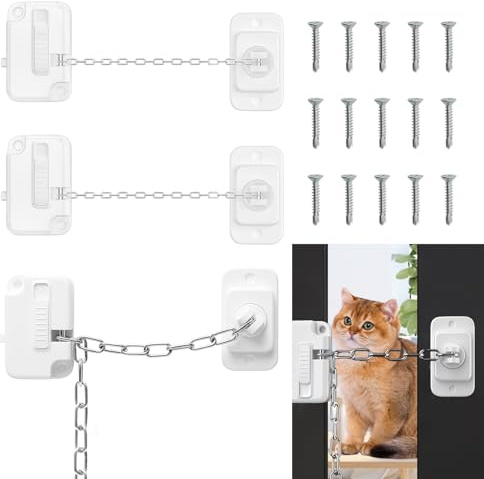 3 Packs Window Locks, Adjustable Restrictors for Upvc Windows Safety Restrictors Self Adhesive Door Locks for Cats No Drilling for Metal Wooden Sliding Window