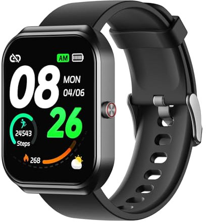 RORIOS Smartwatch Unisex – Orologio Intelligente Multifunzione Orologio da Polso con 100+ Modalità Sport, Monitoraggio Battito Cardiaco e Sonno, Activity Tracker per Uomo Donna Watch Nero A