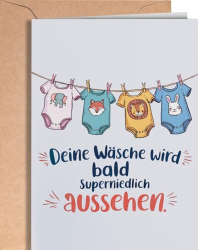 Geburtskarte mit Umschlag - Glückwunschkarte zur Geburt Junge Mädchen - Willkommen Baby Karte - Baby Geburt Willkommen Auf Der Welt - Karte Schwangerschaft - Mutterschutz Geschenk - EU 106