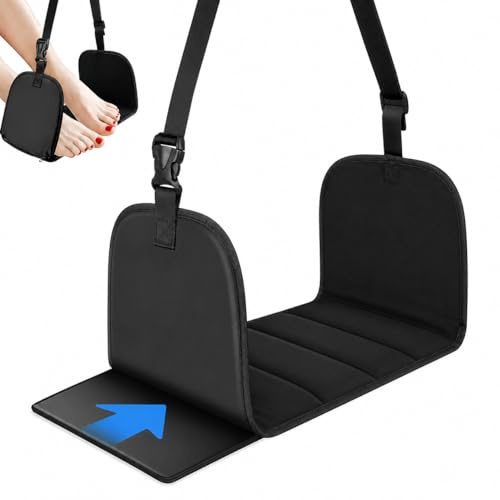 Ergonomischer Fußhängematte für Schreibtisch und Flugzeug, Verstellbare Fußstütze mit Memory-Schaum, Tragbare Beinstütze für Komfort