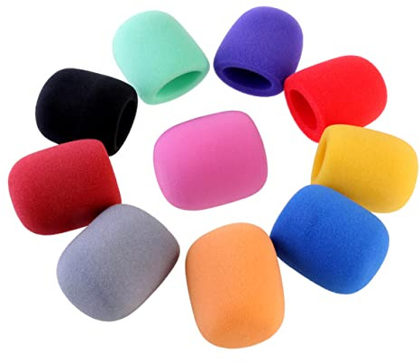 QUMIIRITY 10pcs Handheld Microphone Windscreen Covers Sponge Mic Windshield 10 Mixed Colors for Stage and Broadcast Use
