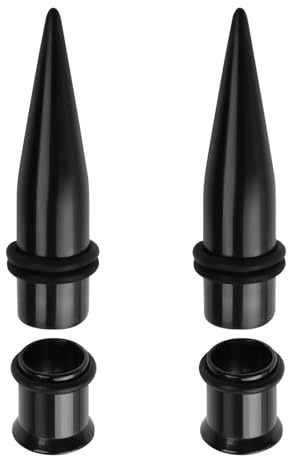 Lirzxin Piercing Ohr Plug Tunnel 8mm, 4 Stück Tunnel Chirurgenstahl Damen Herren 2 Paar Geometrisch Form Single/Double Flared Ohrring Plug Dehnstab 8mm Piercing Schmuck