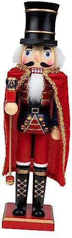 HAMPPLIES Figurine Casse Noisette avec Cape Rouge Décoration Traditionnelle de Noël pour Jardin et Table Ornement Vintage pour Salon et Fête