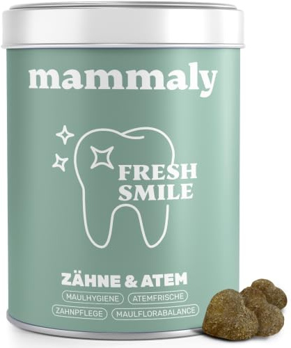 mammaly Fresh Smile® Zahnpflege-Komplex mit Seealge & Algenöl (bis 30 Tage) | 60 Snacks für Zahnstein & Mundgeruch - mit Zink, Probiotika - bei Plaque - DLG zertifiziert - mit Tierärzten entwickelt