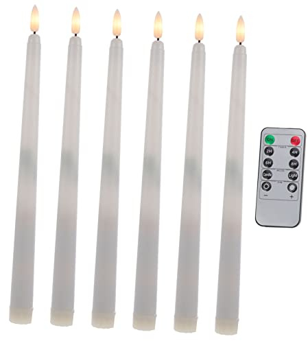 CLISPEED 6 pezzi Candele Elettroniche Senza Fiamma con Telecomando Luci LED Fiamma Tremolante per Decorazioni Natalizie Matrimoni e Feste Sicure e Riutilizzabili Bianco
