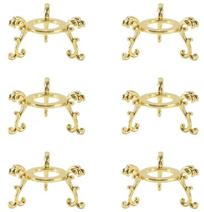 Gurtt 6 Soportes para Bolas de Cristal Doradas para exhibir Cristales de 5 a 7 cm, Rocas Naturales, Piedras Preciosas y esferas Decorativas.