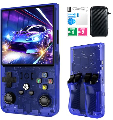 R36MAX Retro-Handheld-Spielekonsole, Retro-Spielekonsole mit 4-Zoll-IPS-HD-Bildschirm, Videospielkonsolen mit 64 GB Speicher, tragbarer Gaming-Player für Reisen, Geschenk für Teenager oder Partner