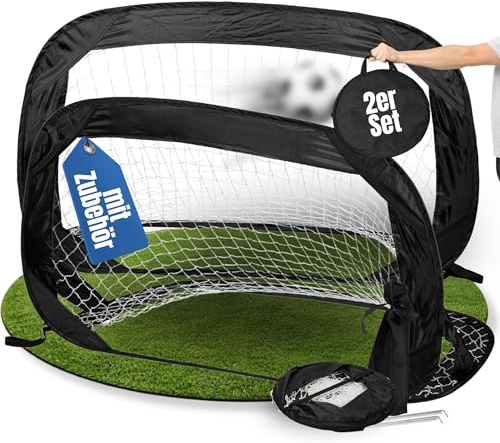 PopUp-Tor Kicko 2er Set Fußballtor faltbar für Garten in Schwarz