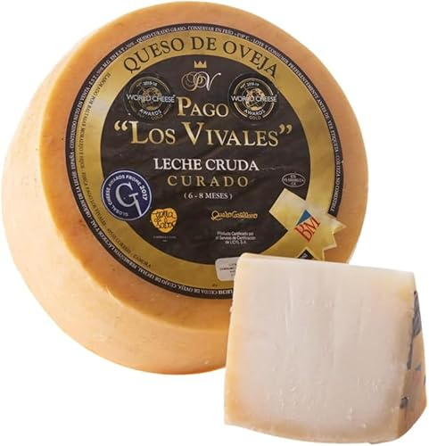 Queso de Oveja Curado Leche Cruda Pago Los Vivales Pieza Entera de 2,7 kg | Queso artesano castellano de Zamora, curación 6-8 meses sabor intenso. Medalla Oro World Cheese Awards. Ideal tabla y regalo