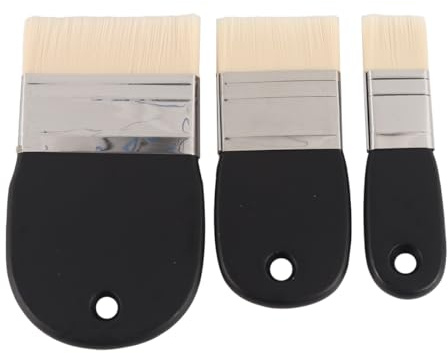 Ubric Uppsättning av 3 platta penslar bred padelpensel akrylyta akvarellmålning penselset med trähandtag 3 storlekar för akrylfärger akvarell gouache