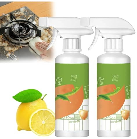 Spray limpiador de cocina de iones electrolizados, fórmula natural para electrodomésticos, limpiador multiusos para manchas de aceite pesado, para sujetar, horno, estufa, campana extractora,2pcs