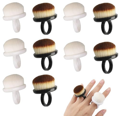 10 PCS Nail Dust Brush, Professional Dust Brush for Nail Technicians, Soft Nail Brush Collection with Ring Design, Black and White for Home