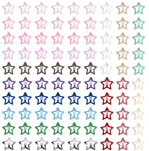 100 Pièces Barrettes à Cheveux Étoile pour Filles, Petites Pinces à Cheveux Colorées et Fantaisie, Accessoires de Coiffure Durables pour Femme et Enfant